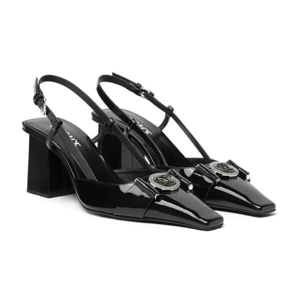 Versace Medusa Buckle Leather Slingback Pumps size 41 - Picture 1 of 15